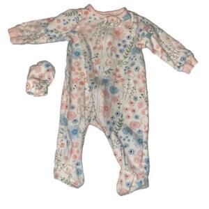 ⭐️3/$20 Gerber Newborn Footed Pajamas - White/Pink Floral